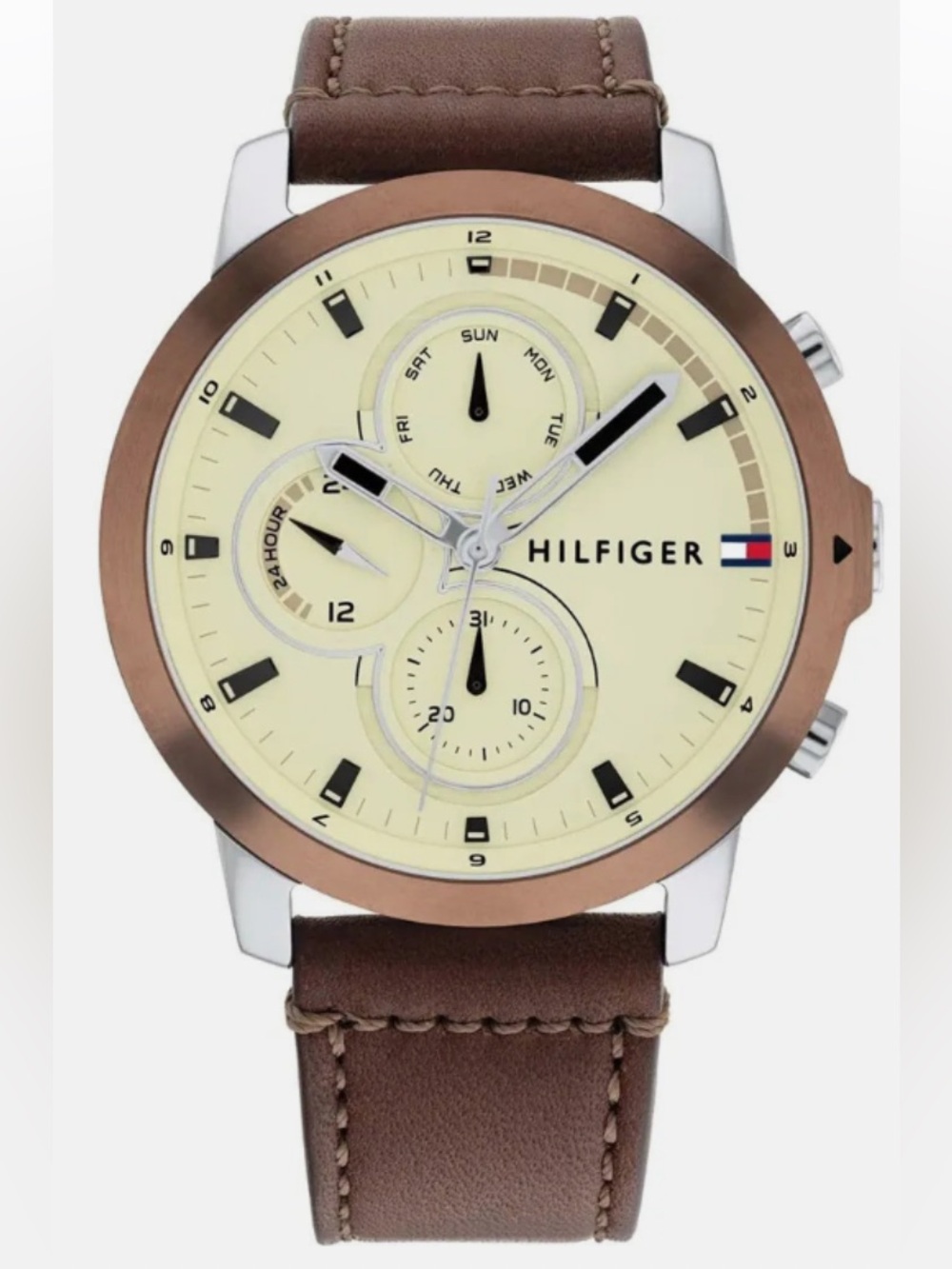 Tommy Hilfiger Men’s Brown Leather Multi-Dial “Jameson Le” Watch